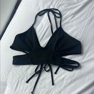 Black Halter Tie-Back Top